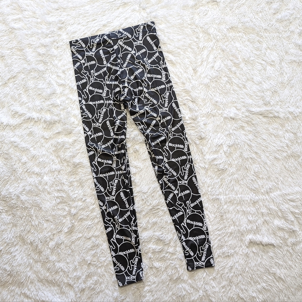 Blackmilk Sticker Print HWMF Black & White Logo High Waist Leggings Size Large - Picture 7 of 14